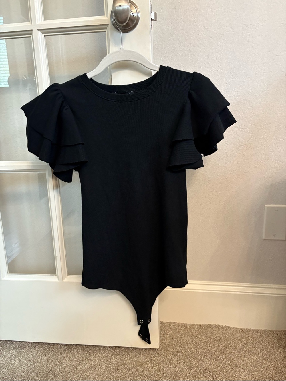 Express Black Ruffle Sleeve Bodysuit